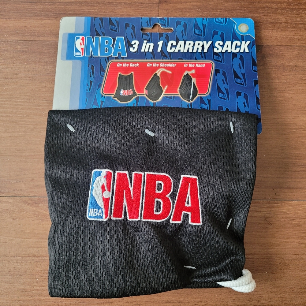 Nwt! NBA Embroidered Logo Patch Drawstring Mesh Gym Bag Backpack